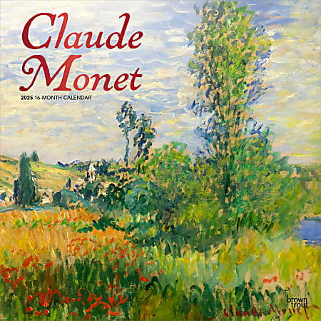2025 BrownTrout Claude Monet Monthly Plastic-Free Square Wall Calendar, 12" x 12", Art and Architecture, January to December 2025, 9781975477424