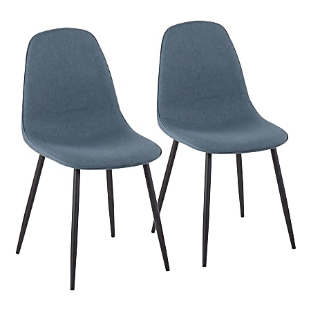 LumiSource Pebble Fabric Chairs, Blue/Black, Set Of 2 Chairs