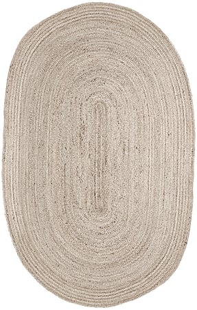 Anji Mountain Kerala Natural Jute Rug, Oval, 6' x 9', Ivory