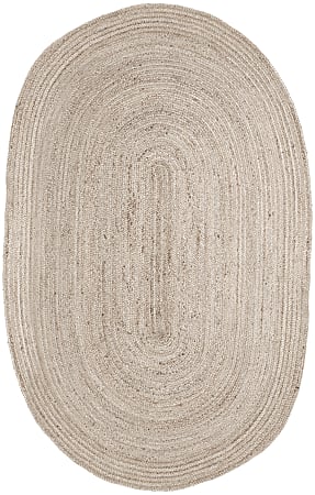 Anji Mountain Kerala Natural Jute Rug, Oval, 6' x 9', Ivory