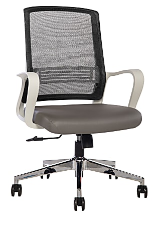 Sinfonia Song Ergonomic Mesh/Fabric Mid-Back Task Chair With Antimicrobial Protection, Loop Arms, Black/Gray/White