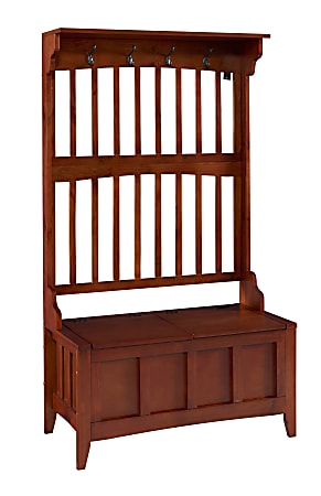 Linon Harry Hall Tree With Storage Bench, 64"H x 36"W x 18-1/4"D, Walnut