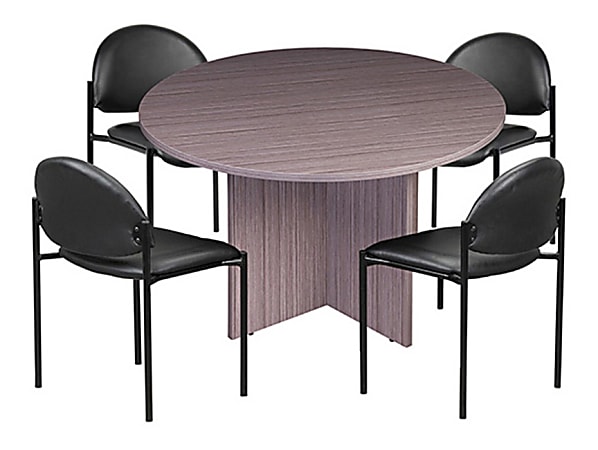 Boss 5-Piece Conference Table And Chair Set, Driftwood/Black