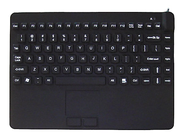 Man & Machine Premium Waterproof Disinfectable Silent 12" Keyboard - Industrial Silicon Rubber Keyswitch - Black - SCLP+/MAG/B5