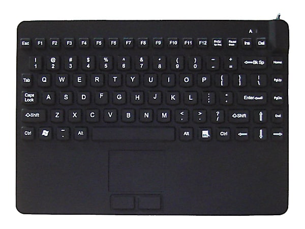 Man & Machine Premium Waterproof Disinfectable Silent 12" Keyboard - Cable Connectivity - USB Interface - Computer - PC, Mac - Industrial Silicon Rubber Keyswitch - Black