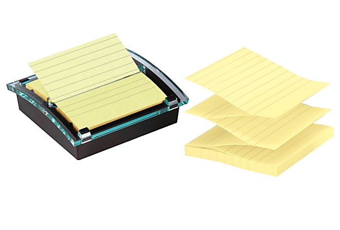 Post-it&reg; Note Dispenser, 4 x 4 in, 1 Dispenser, 3 Pads, 90 Sheets/Pad, Black Base Clear Top, Sticky Notes Holder for Desk or Classroom