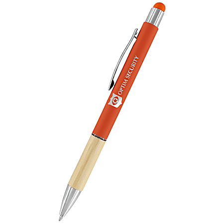 Custom Saratoga Bamboo Grip Stylus Pen