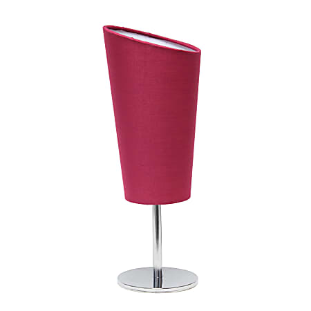 Simple Designs Mini Chrome Table Lamp With Angled Shade, 12-5/8"H, Pink Shade/Chrome Base