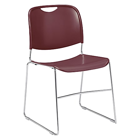 National Public Seating 8500 Ultra-Compact Stack Chair, Wine/Chrome