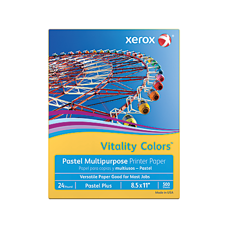 Xerox® Vitality Colors™ Pastel Plus Color Multi-Use Printer & Copy Paper, Goldenrod, Letter (8.5" x 11"), 500 Sheets Per Ream, 24 Lb, 30% Recycled