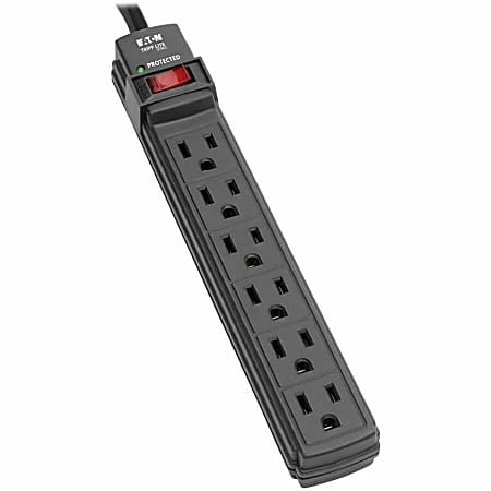 Eaton Tripp Lite Series Surge Protector Power Strip 6 Outlet 6' Cord 360 Joules Black - Surge protector - TLP6B