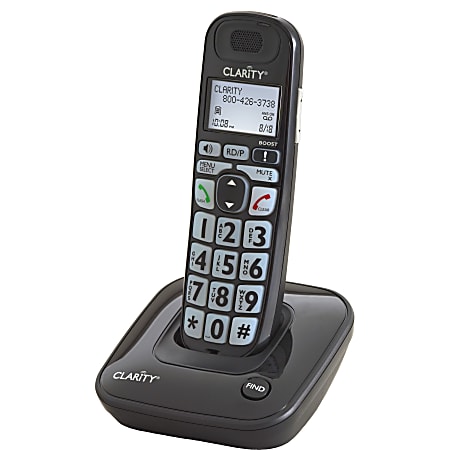 Clarity D703 DECT 6.0 Amplified Cordless Phone, 7.5"H x 4"W x 5"D, Black, CLAR53703