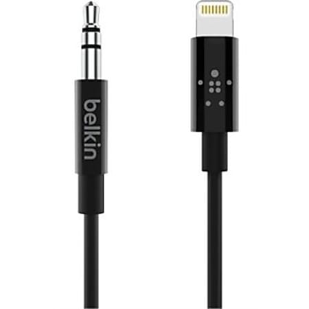 Belkin 3.5 mm Audio Cable With Lightning Connector - 6 ft Lightning/Mini-phone Audio/Data Transfer Cable  - AV10172BT06WHT
