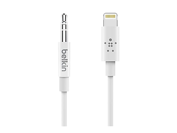 Belkin 3.5 mm Audio Cable With Lightning Connector - 6 ft Lightning/Mini-phone Audio/Data Transfer Cable  - AV10172BT06WHT
