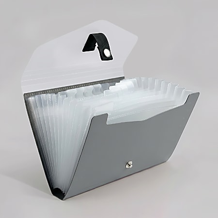 Office Depot® Brand 13-Pocket Expanding File With Snap Closure, Coupon Size, Urban Fog