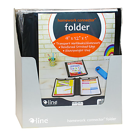 C-Line Classroom Connector Folders, 8-1/2" x 11", Black, Box Of 24 Folders
