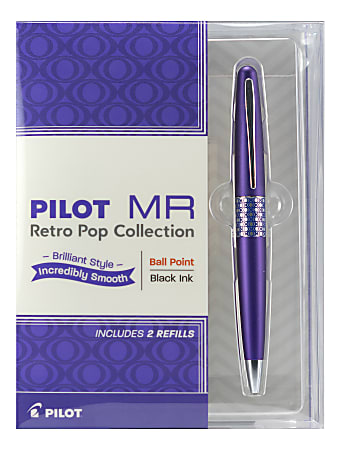 Pilot® Metropolitan Retro Pop Ballpoint Pen, Medium Point, 1.0 mm, Purple Ellipse Barrel, Black Ink