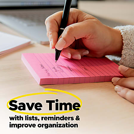 8-Pack Lined Sticky Notes 4x6 Inches - 40 Sheets Per Pad, 8