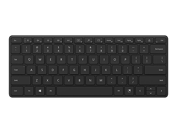 Microsoft Designer Compact Keyboard - Wireless Connectivity - Bluetooth - 32.81 ft - 2.40 GHz Emoji, Screen Snipping Hot Key(s) - PC - CR2032 Battery Size Supported - Black