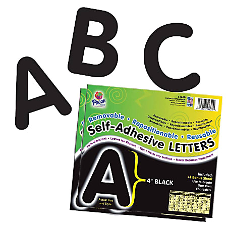 Pacon Self-Adhesive Puffy Letters, 4", Black, 78 Letters Per Pack, Set Of 2 Packs