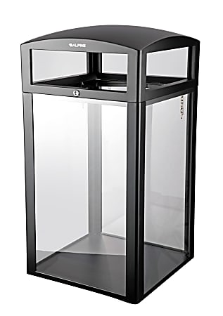 Alpine Industries Steel All-Weather Outdoor Commercial Trash Can With Lid, 40 Gallons, Clear