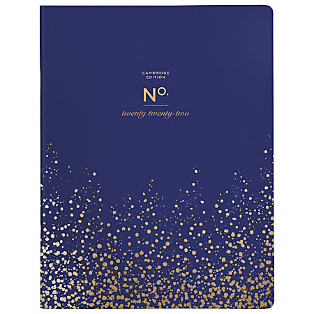 Cambridge® WorkStyle Monthly Planner, 8-1/2" x 11", Navy Dot, January To December 2022, 5575N-091