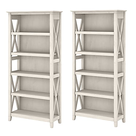 5 Shelf Bookcase Set Linen White Oak, White Bookcase Office Depot