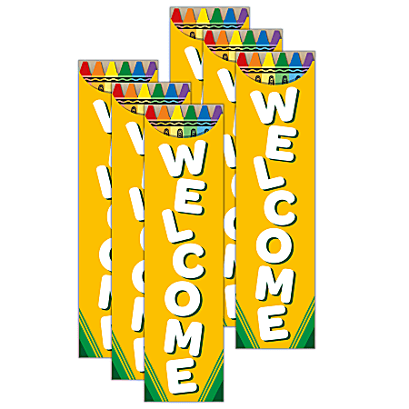 Eureka Welcome Vertical Banners, 12" x 45", Crayola, Bundle Of 6 Banners