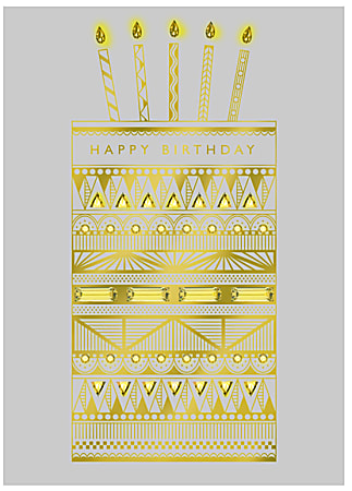 Viabella Birthday Greeting Card With Envelope, Golden Cake, 5" x 7"