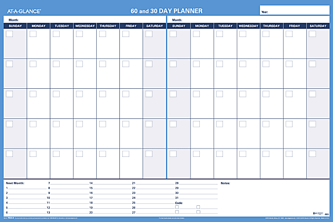AT A GLANCE Undated ErasableReversible Wall Planner 3060 Day 48 x 32 ...