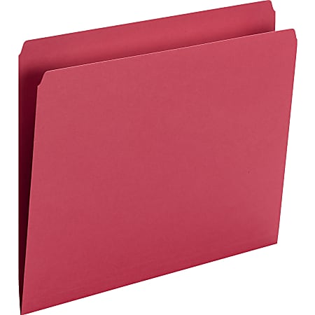 Smead Straight Tab Cut Letter Recycled Top Tab File Folder - 8 1/2" x 11" - 3/4" Expansion - Red - 10% Recycled - 100 / Box