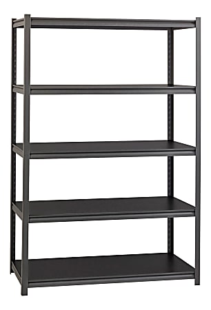 Lorell™ Riveted Storage Shelving, 5-Shelf, 72"H x 48"W x 18"D, Black