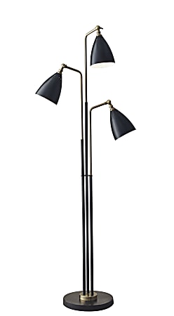 Adesso® Chelsea 3-Light Tree Lamp, 68"H, Black Shade/Black Base