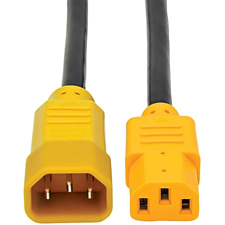 Tripp Lite 6ft Power Cord Extension Cable C14 to C13 Heavy Duty Yellow 15A 14AWG 6', P005006YW