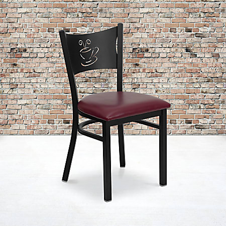 Flash Furniture Coffee Back Metal/Vinyl Restaurant Chair, Burgundy/Black