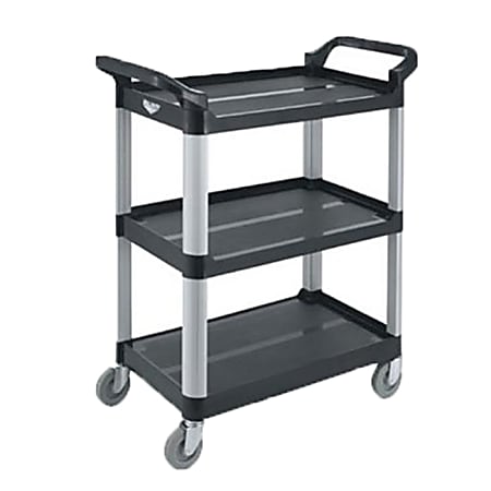 Vollrath 3-Tier Plastic Utility Cart, 37"H x 16-13/16"W x 33"D, Black