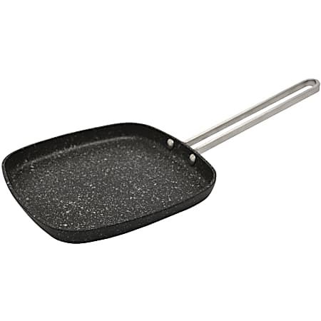 Starfrit The Rock 6.5" Personal Griddle Pan with Stainless Steel Wire Handle - - Cast Stainless Steel Handle, Aluminum Base - Cooking, Broiling - Dishwasher Safe - Oven Safe - Black