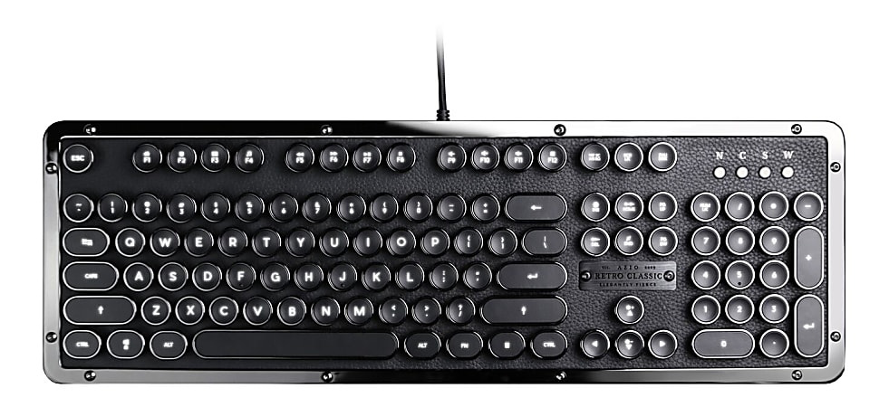 Azio Retro Classic Vintage Typewriter Mechanical USB Keyboard, Onyx, MK-RETRO-L-01-US