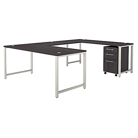 Bush Business Furniture 400 Series 72"W U-Shaped Desk With 3-Drawer Mobile File Cabinet, Storm Gray, Standard Delivery