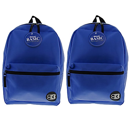 BAZIC Products 16" Basic Backpacks, Blue, Pack Of 2 Backpacks