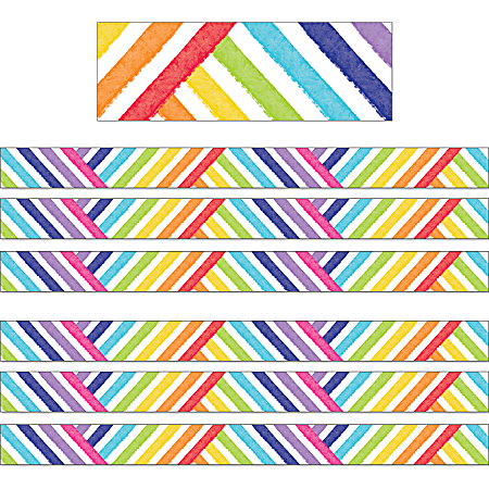 Carson Dellosa Education Straight Borders, Schoolgirl Style Light Bulb Moments Crisscross Rainbow, 36' Per Pack, Set Of 6 Packs