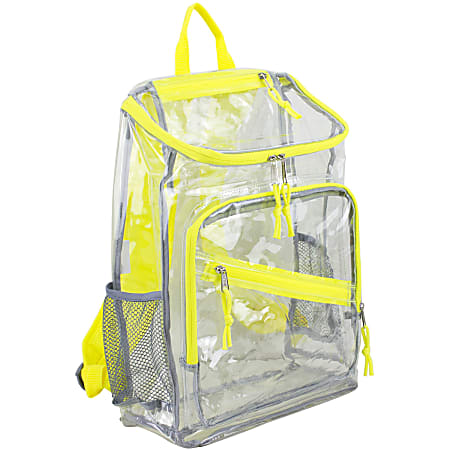 Eastsport PVC Deluxe Top-Loader Backpack, Clear/Citrus Sizzle
