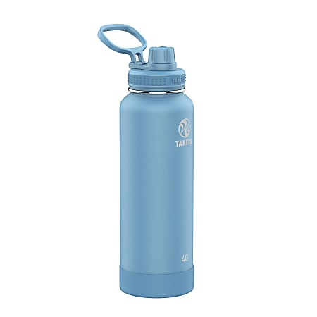 Takeya Actives Vacuum Insulated Stainless Steel Water Bottle With Spout Lid, 40 Oz, Bluestone