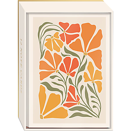 Lady Jayne Blank Cards, 3-1/2" x 5", Flower Market Poppies, Box Of 12 Cards
