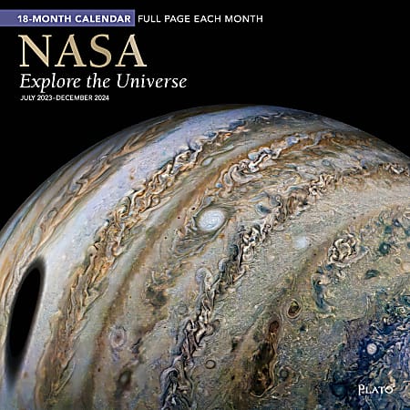2023-2024 Plato 18-Month Monthly Desk Pad Calendar, 11" x 15-1/2", NASA Explore the Universe, July To December