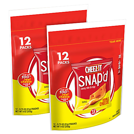 Cheez-It Snap'd, Double Cheese, 0.75 Oz, 12 Pouches Per Pack, Case Of 2 Packs