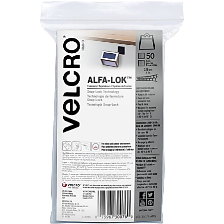 VELCRO® Alfa-Lok Fasteners - 1" Length x 1"