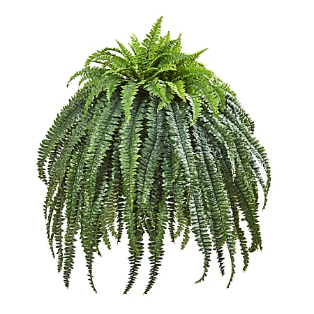 Nearly Natural Giant Boston Fern 25”H Artificial Plant With Cement Bowl, 25”H x 56”W x 56”D, Green/Brown