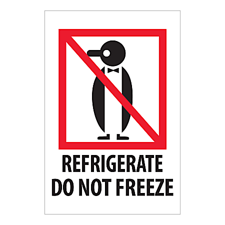 Tape Logic® International Safe-Handling Labels, "Refrigerate Do Not Freeze", IPM505, Rectangle,  4" x 6", Multicolor, Roll Of 500 Labels