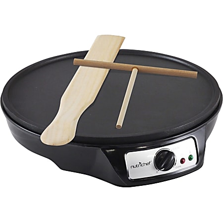 NutriChef 8 Inch Electric Nonstick Griddle Crepe Maker Hot Plate Cooktop,  Black 